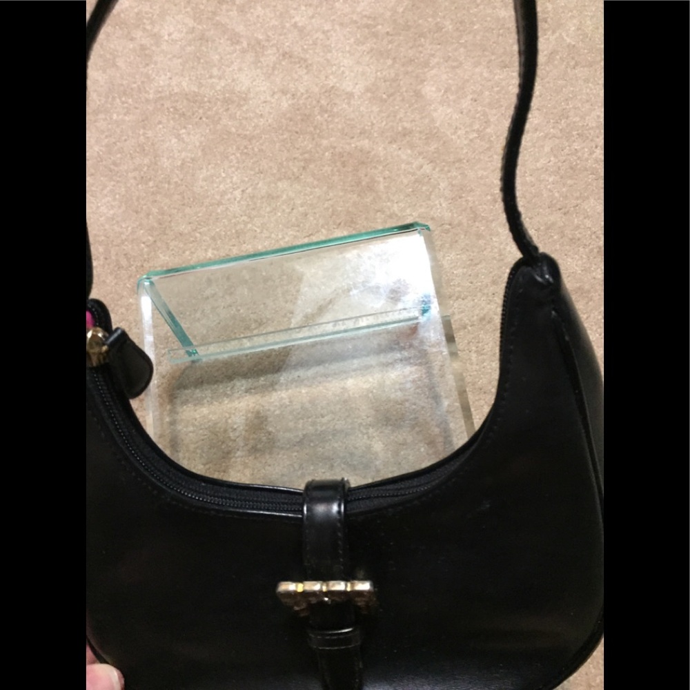 LIZ CLAIBORNE small black bag w/bling buckle - Picture 4 of 6